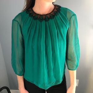 3.1 Phillip Lim silk blouse w/beaded collar detail